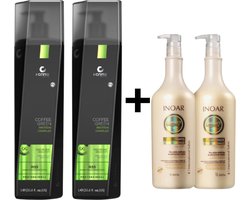 LISSAGE DEFINITIF COFFEE GREEN HONMA TOKYO 2 X 1000 ML + Inoar Day Moist Shampoo & Conditioner 1000 ML