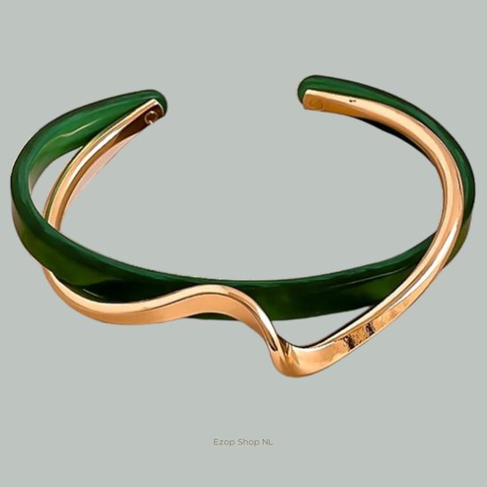 Magnetische Armband - Stijlvolle Oneindigheidsschelp in Groen-Goud, Mode Charm voor Vrouwen, Verstelbaar en Geschikt voor Elke Gelegenheid