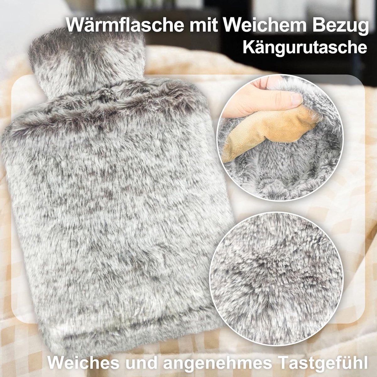 Goedkoopste warmwaterzak voor pijnverlichting, krampen, rug, hand, taille, bedwarmers, cadeau voor vrouwen, senioren en kinderen 2,0 liter