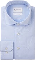 Michaelis slim fit heren overhemd - structuur - lichtblauw mini dessin - Strijkvriendelijk - Boordmaat: 43