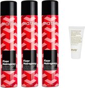 3 x Matrix Fixer Hairspray – Flexibele styling spray met een sterke fixatie – 400 ml + WILLEKEURIG Travel Size