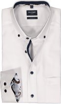 OLYMP modern fit overhemd - Oxford - wit - Strijkvrij - Boordmaat: 46