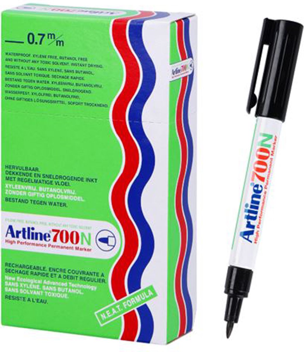 Artline Ek700 Permanent Marker – 0,7 Mm Rundspitze, Wasserdicht, Mit Clip, Schlankes Aluminium-Gehäuse