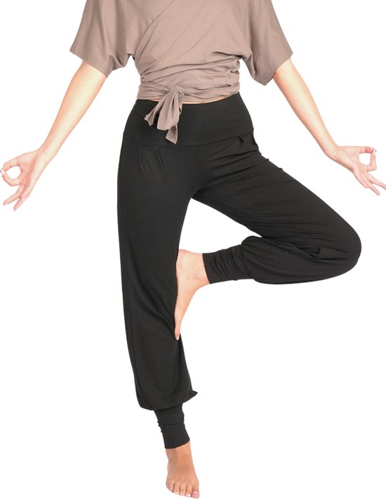 Namastae® Yoga broek dames | Harem broek | Yoga broek dames wijde pijp | Zwart | Maat 36 | Maat S
