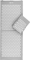 Set d'acupression Vital XL : tapis d'acupression (130 x 50 cm) et coussin d'acupression | sac inclus | vitalisant pour le dos et oreillers pour le cou | tapis de relaxation apaisant (gris pierre)
