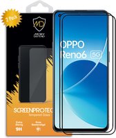 2-Pack Oppo Reno6 Screenprotectors - MobyDefend Screensavers Met Zwarte Randen - Gehard Glas - Glasplaatjes Geschikt Voor Oppo Reno6
