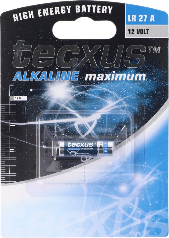 LR27 Een alkalinebatterij L828, 12 volt, afmetingen 28,8 x 8 mm