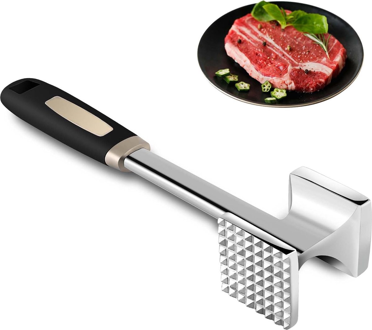 Vleeshamer dubbelzijdige vleeshamer meat tenderizer snipper vaatwasmachinebestendig voor steak koteletten rundvlees kip varken