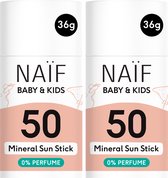 Naïf - Minerale Zonnebrand Stick Voordeelset - Baby's & Kinderen - 0% parfum - SPF50 - 2x36gr