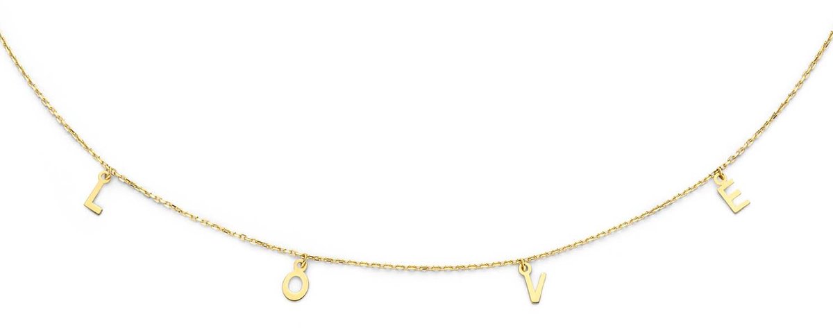 Jackie L.O.V.E Necklace 14 Karaat Goud 45