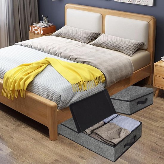 Boîtes De Rangement Sous Le Lit - Lot De 2, 85x40x12 Cm, Avec Couvercle Et Poignées, Pliables