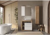 Hamburg L78 badkamer meubelset - bassin + 2 laden + 3 niches + kolom - lichte eiken kleuren en wit gelakt wit wit