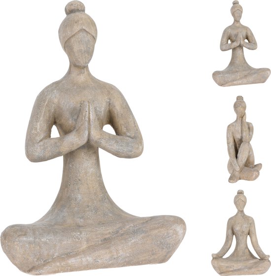 H&SCollections - beeld- yoga dame - 12,5 x 29.5 x 20 cm - 3 assorti - woondecoratie beelden en figuren
