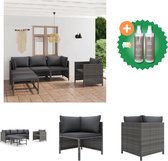 vidaXL 6 delige Loungeset met kussens poly rattan grijs Tuinset Inclusief Onderhoudsset