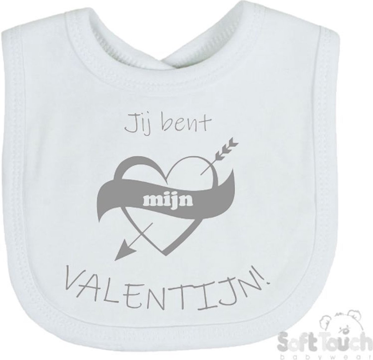 Goedkoopste Soft Touch Slabber Slabbetje Slab Jij bent mijn valentijn! Unisex Katoen Wit/grijs Maat 33x22 Cm