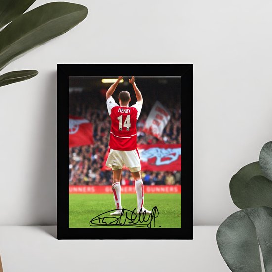 Thierry Henry Ingelijste Handtekening – 15 x 10cm In Klassiek Zwart Frame – Gedrukte handtekening – Arsenal FC - Voetbal