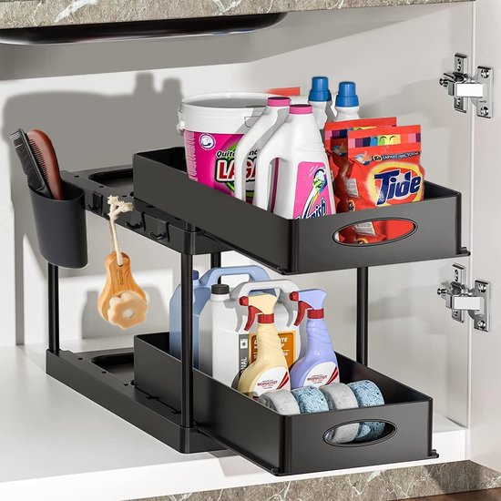 Organiseur 3 Niveaux Avec Tiroirs Transparents - Pour Cuisine Et Salle De Bain, Réglable (32x20x36 Cm) - 14