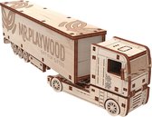Mr. Playwood Heavy Boy Truck with Trailer - 3D houten puzzel - Bouwpakket hout - DIY - Knutselen - Miniatuur - 88 onderdelen