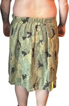Sauna Handdoek Heren - Camouflage XXL - Omslag Handdoek met Klittenband - 170x65 cm. - Saunakilt - 100% katoen/badstof