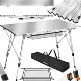 tectake®- Aluminium campingtafel kampeertafel - in hoogte verstelbaar - LxBxH: ca. 120x70.5x58-79cm - Inc. draagtas - zilverkleurig