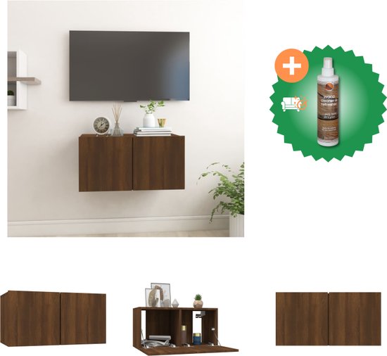 vidaXL Tv-hangmeubel 60x30x30 cm bewerkt hout bruineikenkleurig - Kast - Inclusief Houtreiniger en verfrisser