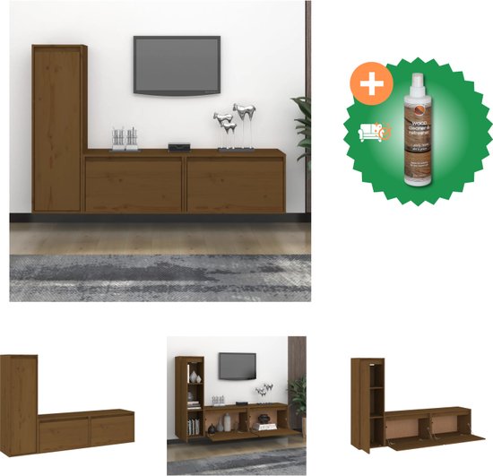 vidaXL Tv-meubelen 3 st massief grenenhout honingbruin - Kast - Inclusief Houtreiniger en verfrisser