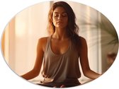 PVC Schuimplaat Ovaal - Yoga - Zen - Mediteren - Vrouw - 108x81 cm Foto op Ovaal (Met Ophangsysteem)