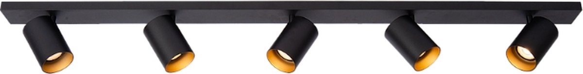 Atmooz - Nuo 5 - Zwart & Goud - 50W - GU10 - Metaal - Opbouwspot - Plafondspot - Woonkamer / Eetkamer / Slaapkamer