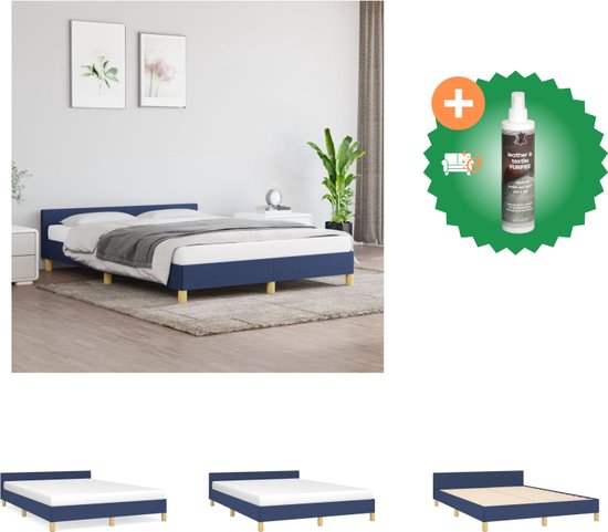 vidaXL Bedframe met hoofdeinde stof blauw 140x200 cm - Bed - Inclusief Reiniger
