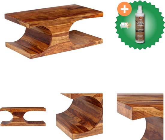 vidaXL Salontafel 90x50x35 cm Bois de Sesham massif - Table - Comprend un nettoyant et un assainisseur pour bois