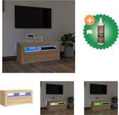 vidaXL Tv-meubel met LED-verlichting 90x35x40 cm sonoma eikenkleurig - Kast - Inclusief Houtreiniger en verfrisser