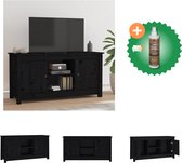 vidaXL Tv-meubel 103x36-5x52 cm massief grenenhout zwart - Kast - Inclusief Houtreiniger en verfrisser