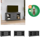 vidaXL Tv-meubel 103x36-5x52 cm massief grenenhout grijs - Kast - Inclusief Houtreiniger en verfrisser