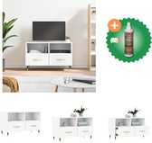 vidaXL Tv-meubel 80x36x50 cm bewerkt hout wit - Kast - Inclusief Houtreiniger en verfrisser