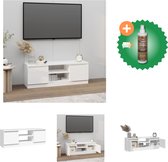 vidaXL Tv-meubel met deur 102x30x36 cm wit - Kast - Inclusief Houtreiniger en verfrisser