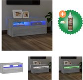 vidaXL Tv-meubel met LED-verlichting 90x35x40 cm grijs sonoma eiken - Kast - Inclusief Houtreiniger en verfrisser