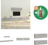 vidaXL 6-delige Tv-meubelset bewerkt hout betongrijs - Kast - Inclusief Houtreiniger en verfrisser