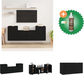 vidaXL 3-delige Tv-meubelset bewerkt hout zwart - Kast - Inclusief Houtreiniger en verfrisser