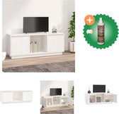 vidaXL Tv-meubel 110-5x35x44 cm massief grenenhout wit - Kast - Inclusief Houtreiniger en verfrisser
