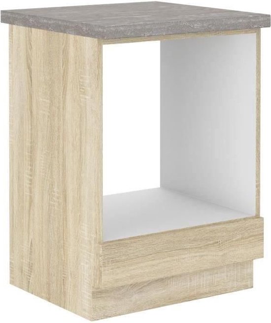 BDW - Keukenkast met Deuren en Werkblad - Kast 60 cm Breed, 85 cm Hoog - Losse Keukenkasten - Losse Keukenmeubels - Wit/Grijs