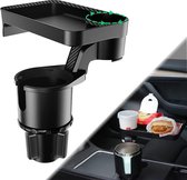 Cup Holder Expander voor auto, multifunctioneel dienblad met 360° draaibare tafel, verstelbare basis (zwart)