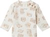 Noppies Boys Tee Baxton long sleeve allover print Jongens T-shirt - Oatmeal - Maat 74