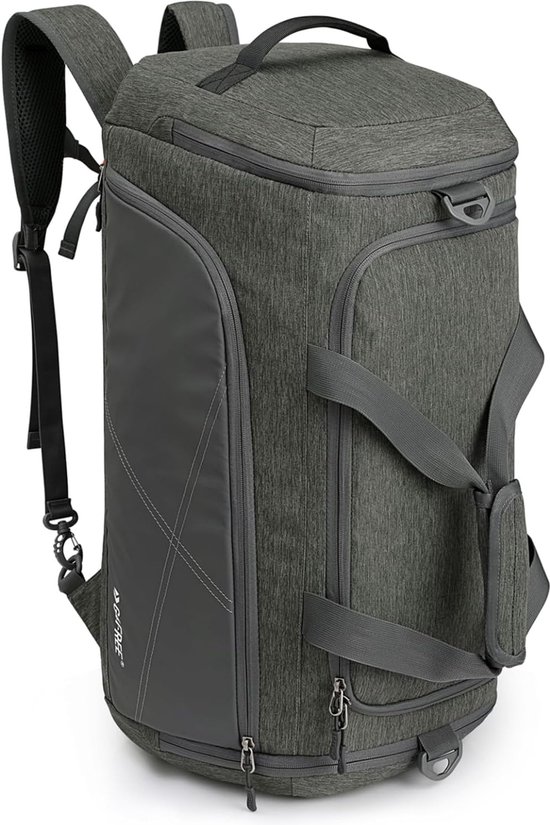 G4Free Grote sporttas en reistas voor dames en heren, met schoenenvak, vak voor natte spullen, trainingstas, gymtas, schoolsporttas, voor school, sport, fitness en reizen, zwart, 45L, Reistas