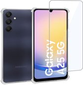 Geschikt voor Samsung Galaxy A25 - Hoesje + Screenprotector – Gehard Glas Cover + Shock Proof Case - Transparant