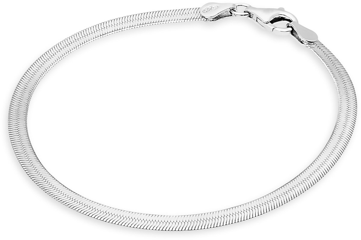Glow 104.2393.19 Dames Armband - Schakelarmband - Sieraad - Zilver - 925 Zilver - 3 mm breed - 19 mm lang
