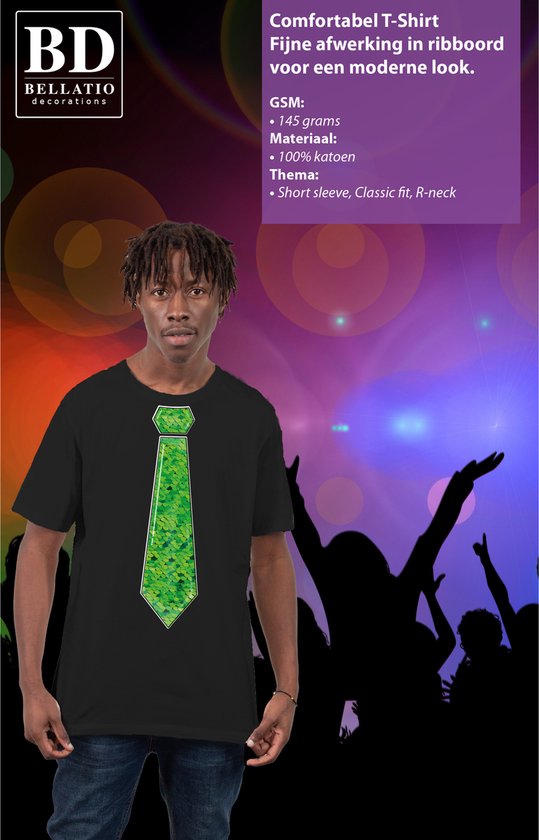 Bellatio Decorations Chemise habillée homme - cravate sequin vert - vert - carnaval - bad party L