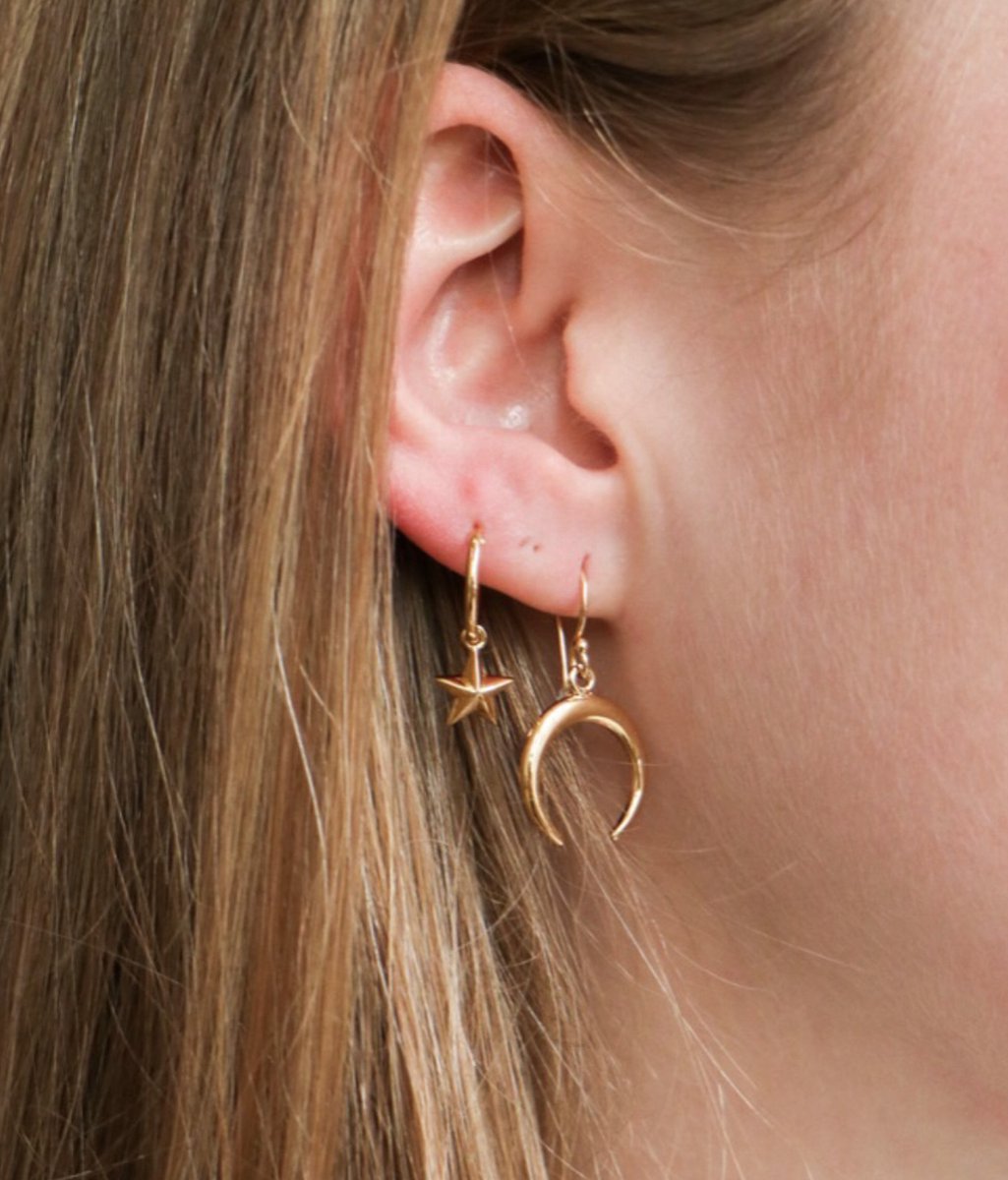 Goldplated oorbellen Crescent moon