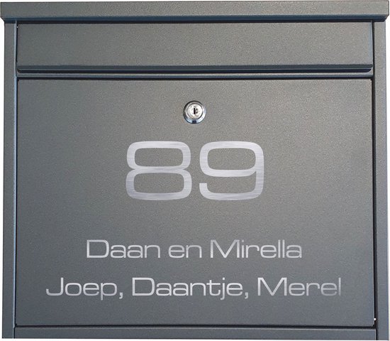 Bl4ckPrint Premium brievenbus met krantenvak en kijkvenster antraciet - brievenbus gepersonaliseerd met achternaam, straat en huisnummer - België