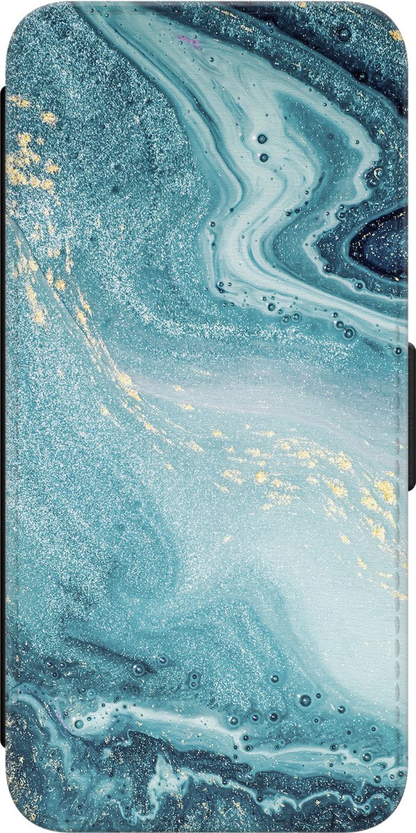 Bookcase - Samsung Galaxy S23 hoesje pasjes - Marmer blauw - Blauw - PU leer