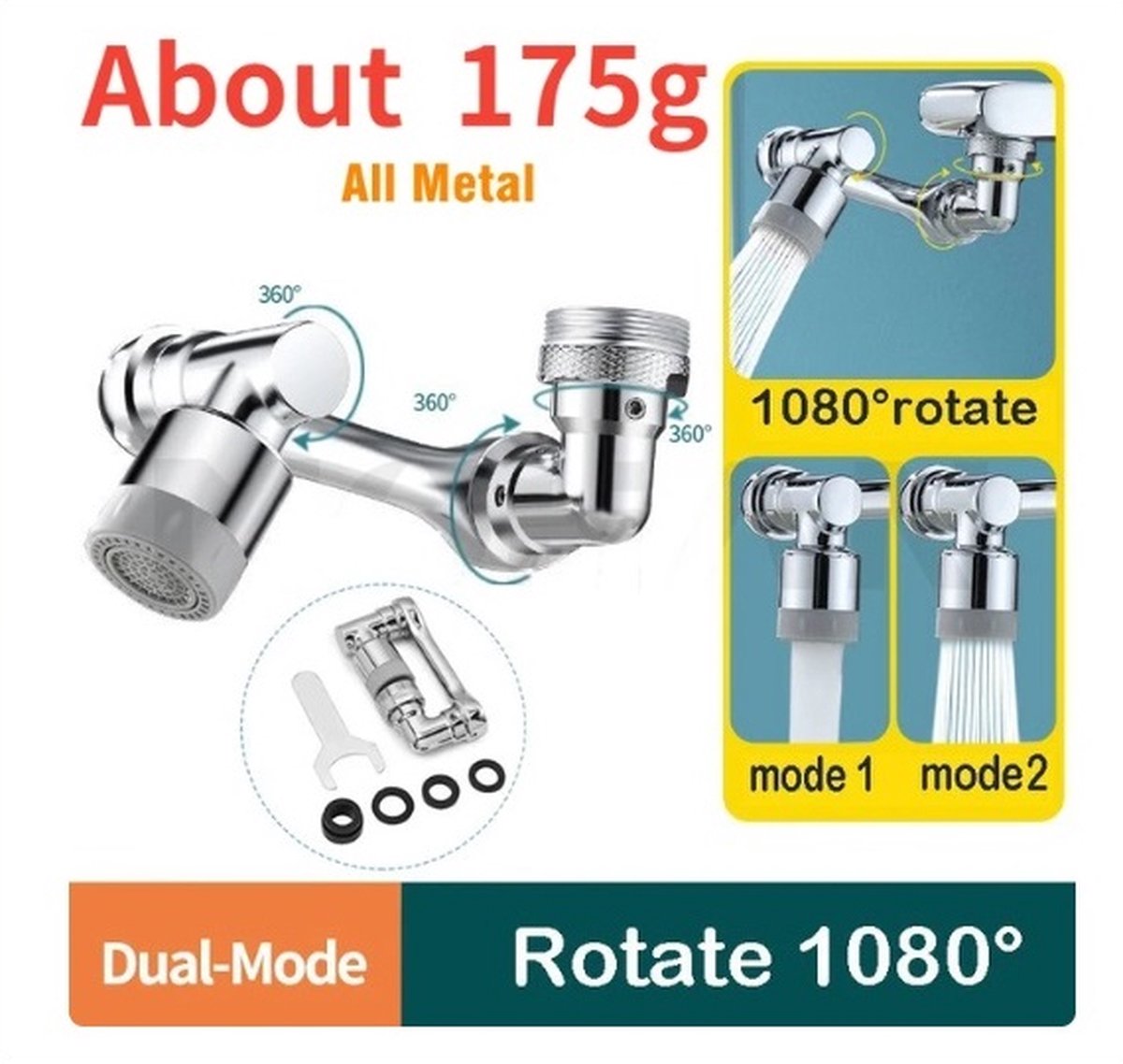 Tête De Pulvérisation Rotative À 1080 °, Lavabo, Adaptateur D